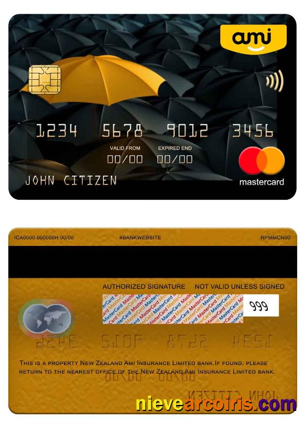 New Zealand Ami Insurance Limited bank mastercard